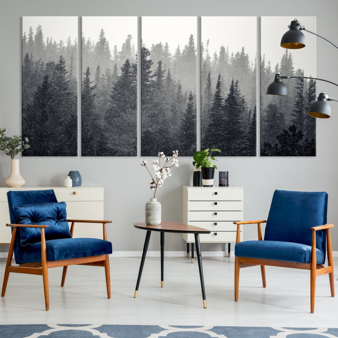Foggy Forest Canvas Wall Art Framed Landscape Print Relaxing Wall Decor