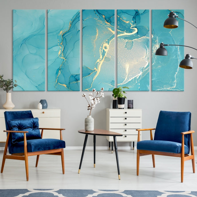 Large Turquoise Abstract Canvas Wall Art Abstract Print