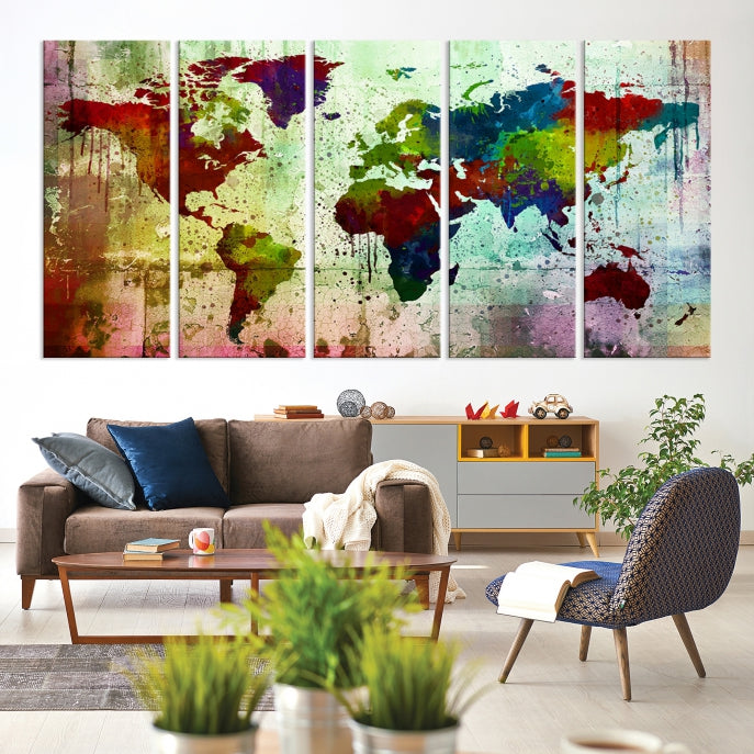 Watercolor World Map Canvas Print