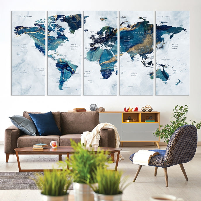 Extra Large World Map Wall Art Canvas Print Housewarming Gift