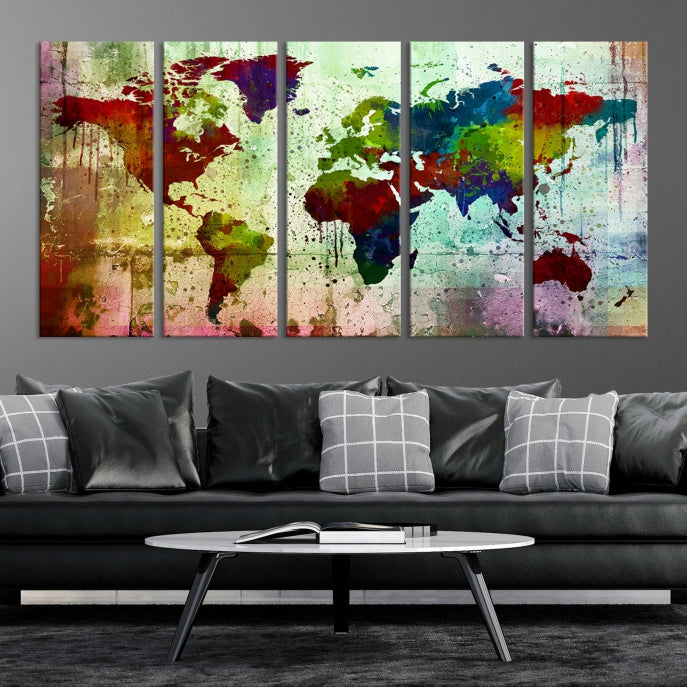 Watercolor World Map Canvas Print