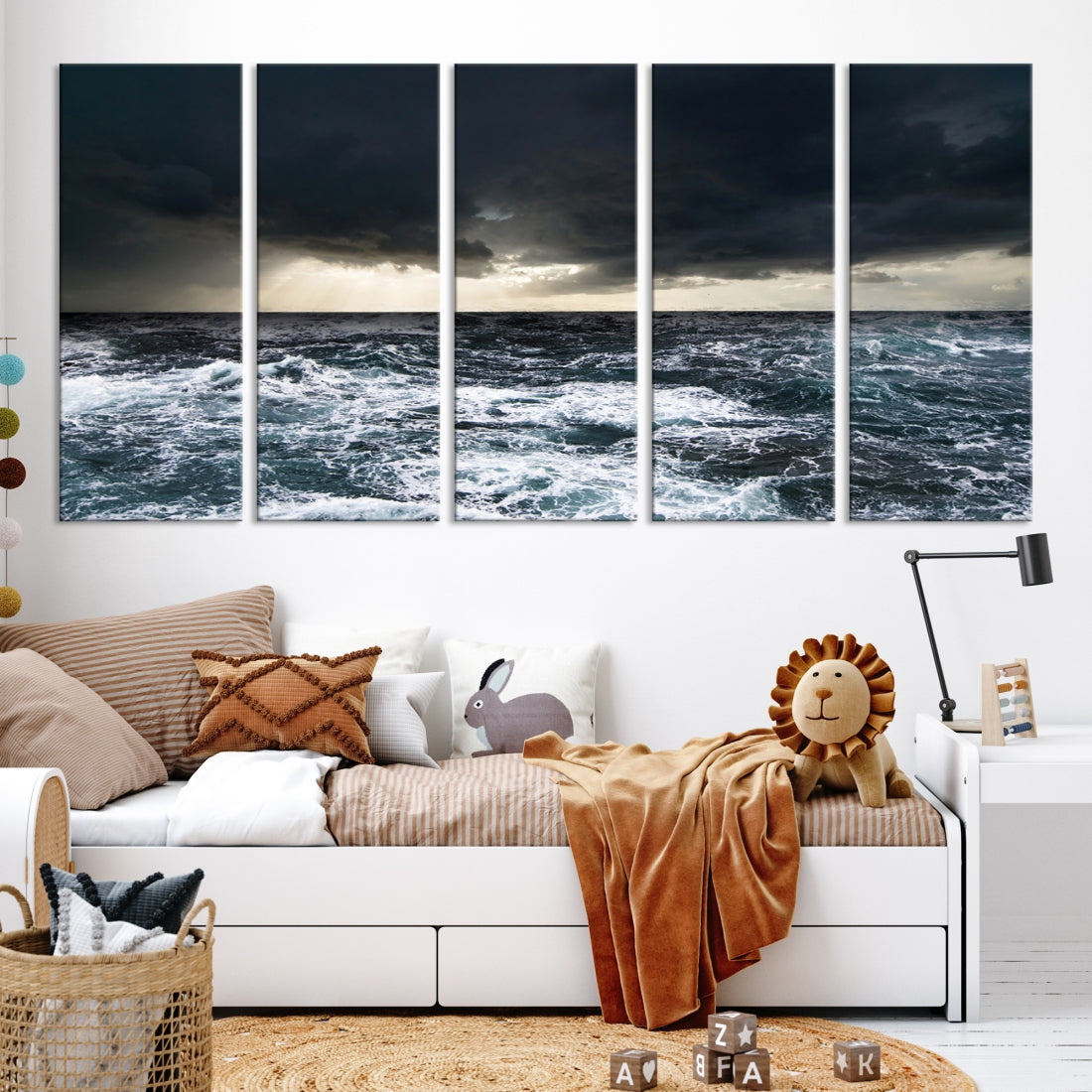 Stormy Sea Ocean Landscape Large Canvas Art Print for Home Decoration