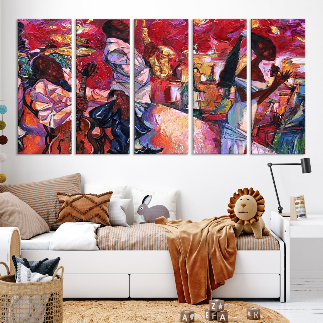 Vivd Abstract Jazz Painting Canvas Wall Art African American Music Art Decor