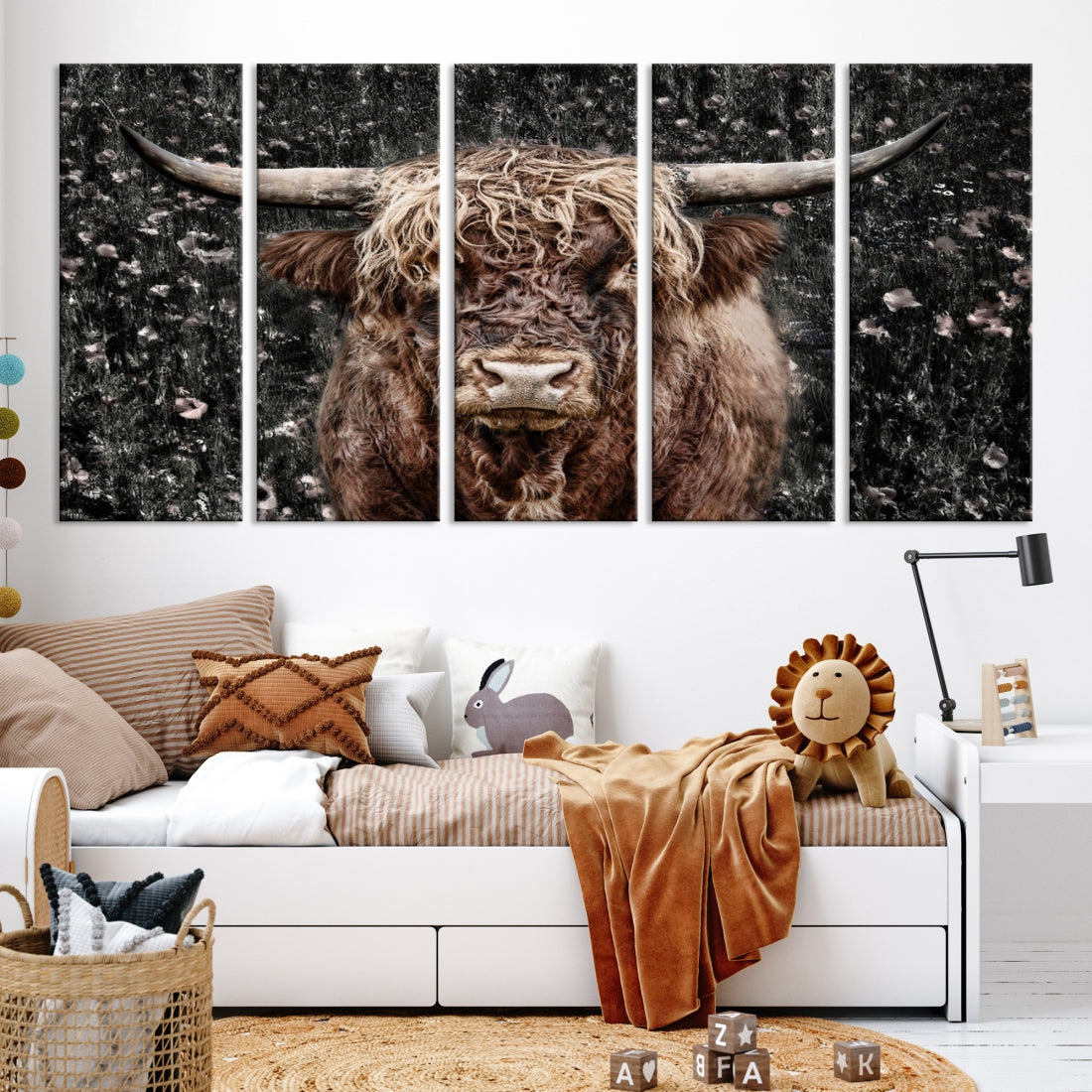 Highland Cow Photography Canvas Wall Art Print Animal Wall Art Painting Large Cow Canvas Print Home Office Ranch Farm