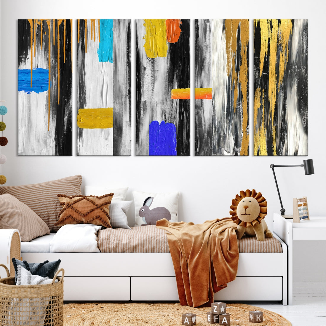 Large Colorful Abstract Painting Modern Canvas Wall Art Bedroom Design