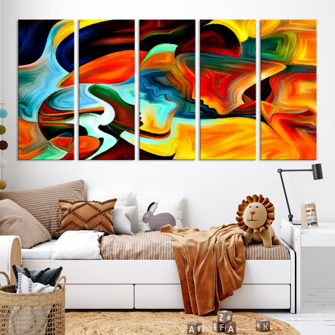 Abstract Human Faces Modern Painting Canvas Wall Art Print for Office