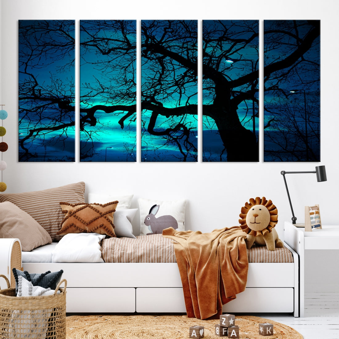 Bare Tree Moonlight Nature Wall Art Large Canvas Print Living Room Decor