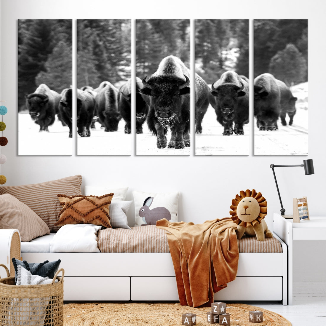 Buffalo Herd Wall Art Canvas Print, Bison Canvas Print