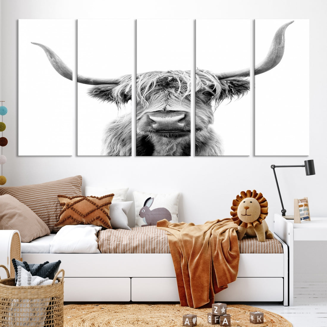 Bring the Charm of a Scottish Highland Cow to Your Farmhouse with Our Wall Art Canvas PrintA Rustic & Cozy Decor