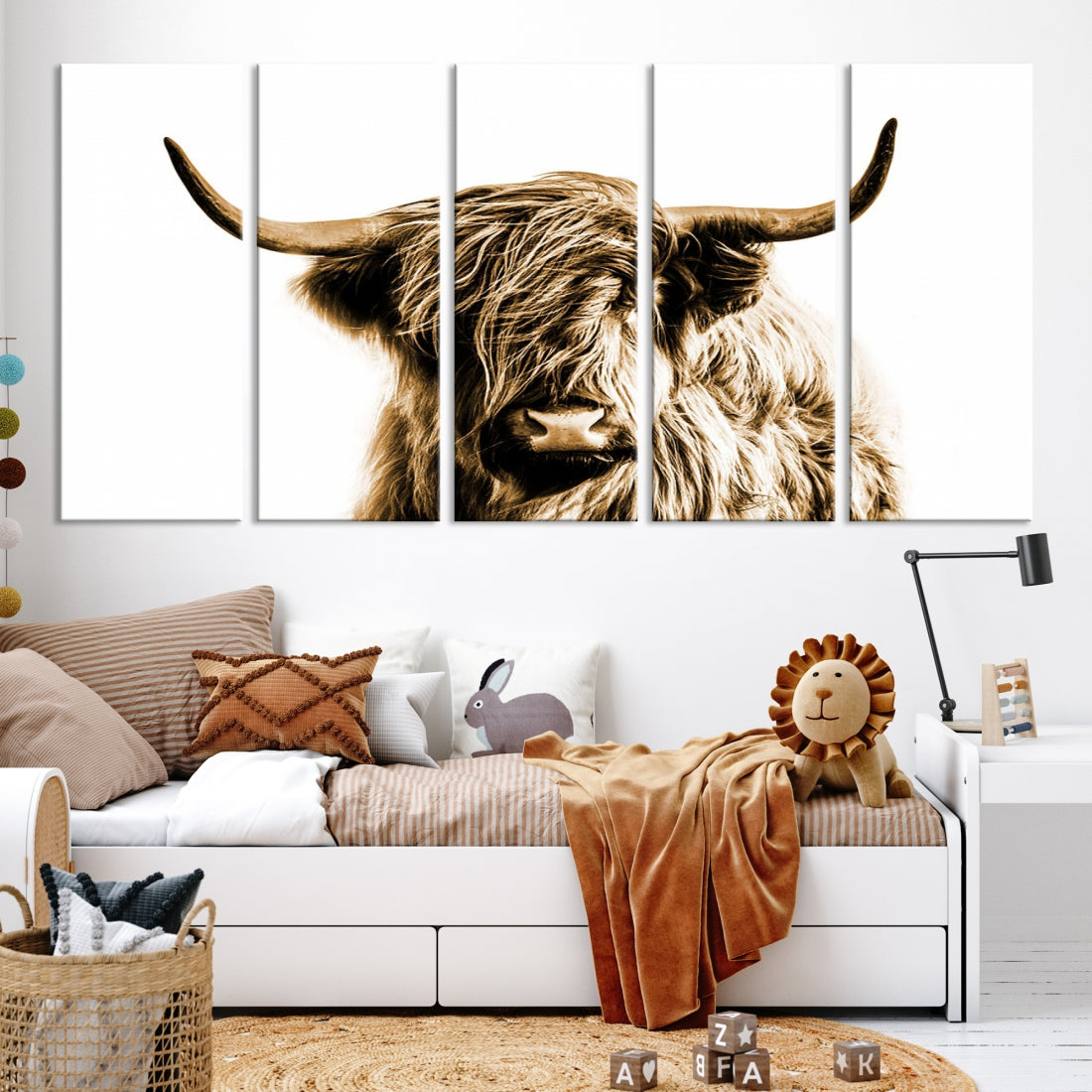 Sephia Highland Cow Canvas Wall Art Farmhouse Decor Cow Black White –  SamiArtGallery Wall Art Print Shop