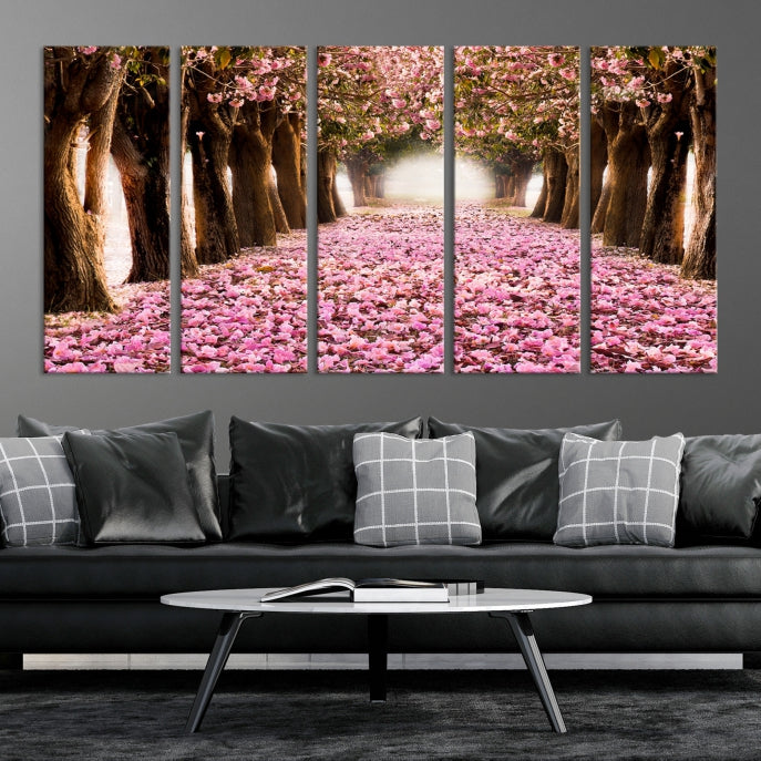 Mesmerizing Blossom Cherry Trees Large Wall Art Framed Canvas Print