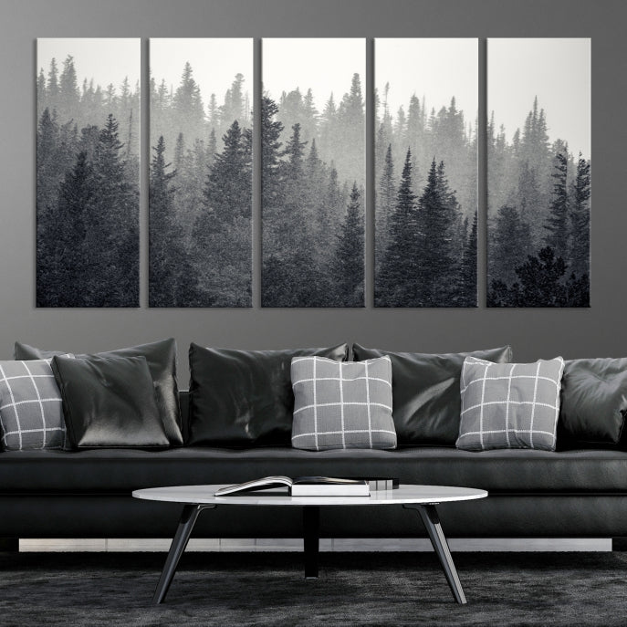 Foggy Forest Canvas Wall Art Framed Landscape Print Relaxing Wall Decor