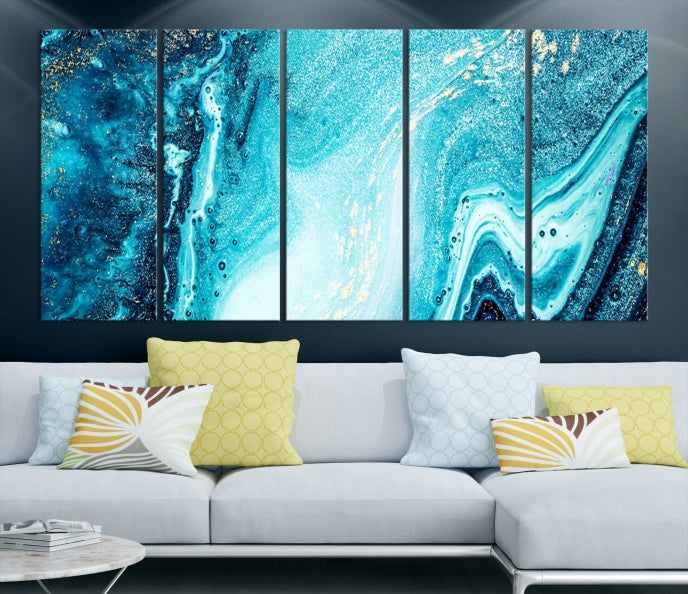 Large Marble Wall Decor Abstract Fluid Effect Canvas Art Print