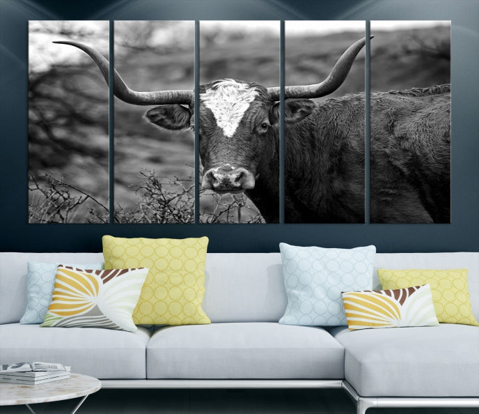 Texas Cow Large Wall Art Canvas Print