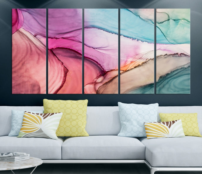 Colorful Marble Abstract Wall Art Print Canvas Living Room Kitchen Wall Decor