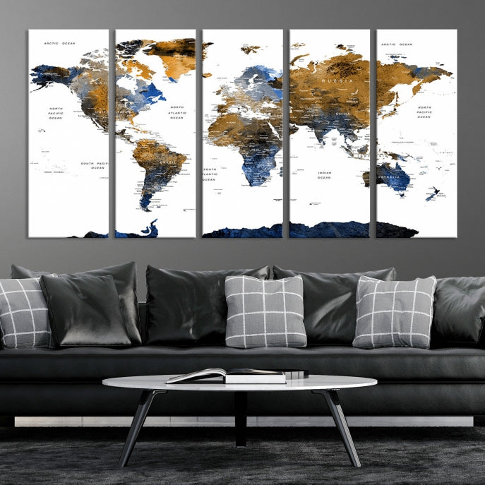 Bring Your Travel Dreams to Life with Our Large Modern World Map Canvas Print Wall ArtA Stylish & Informative Decor