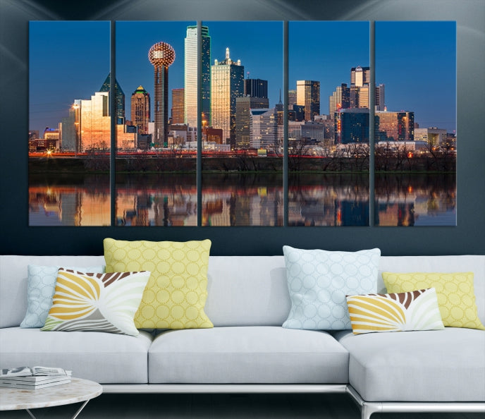 Sunrise Picture of Dallas City Skyline Cityscape Wall Art Canvas Print