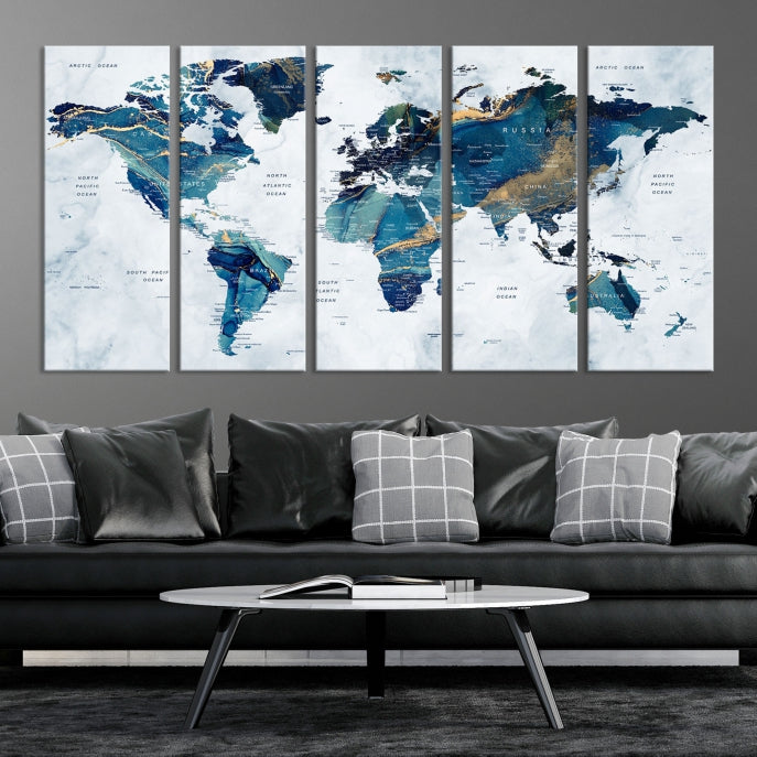 Extra Large World Map Wall Art Canvas Print Housewarming Gift