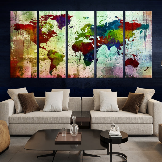 Watercolor World Map Canvas Print