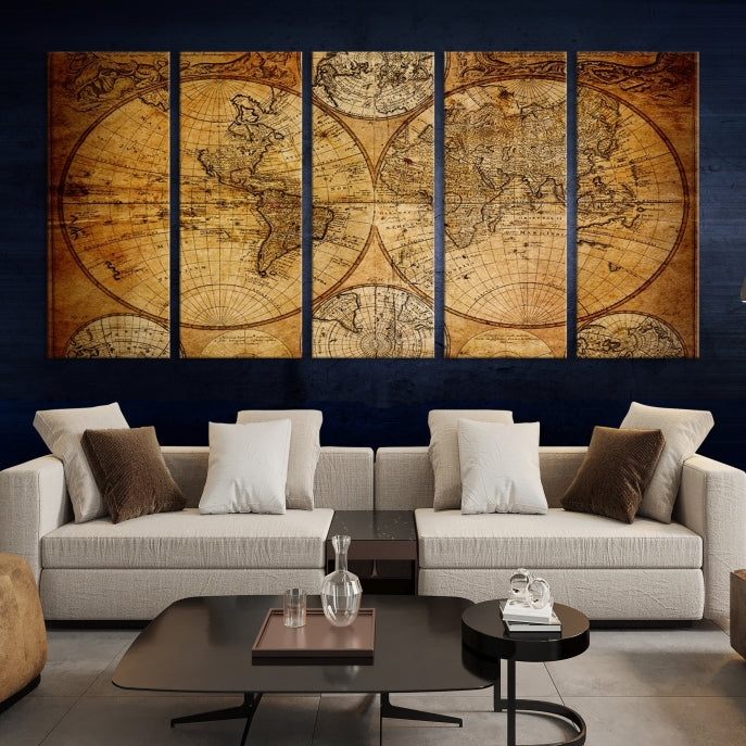 Large Wall Art Antique World Map Canvas PrintAtlas World Map Wall Art Print