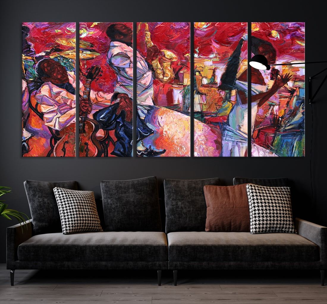 Vivd Abstract Jazz Painting Canvas Wall Art African American Music Art Decor