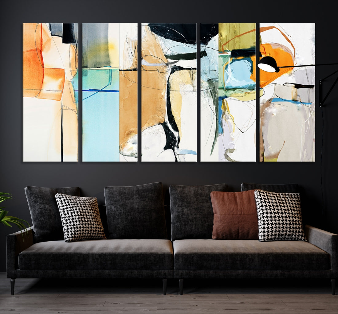 Contemporary Boho Style Abstract Canvas Wall Art Print