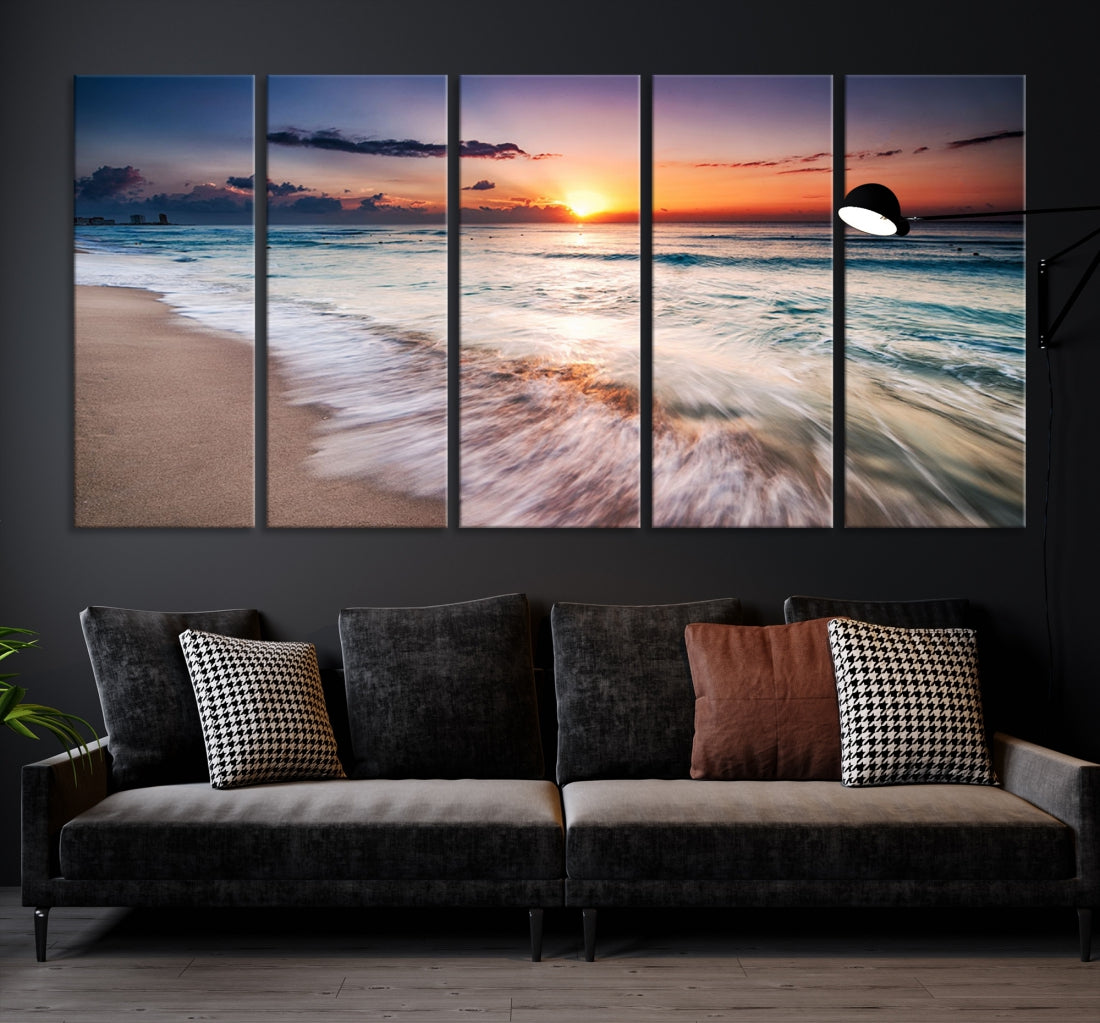 Serene Water Meets Radiant Sunset Clouds Wall Art Canvas Print