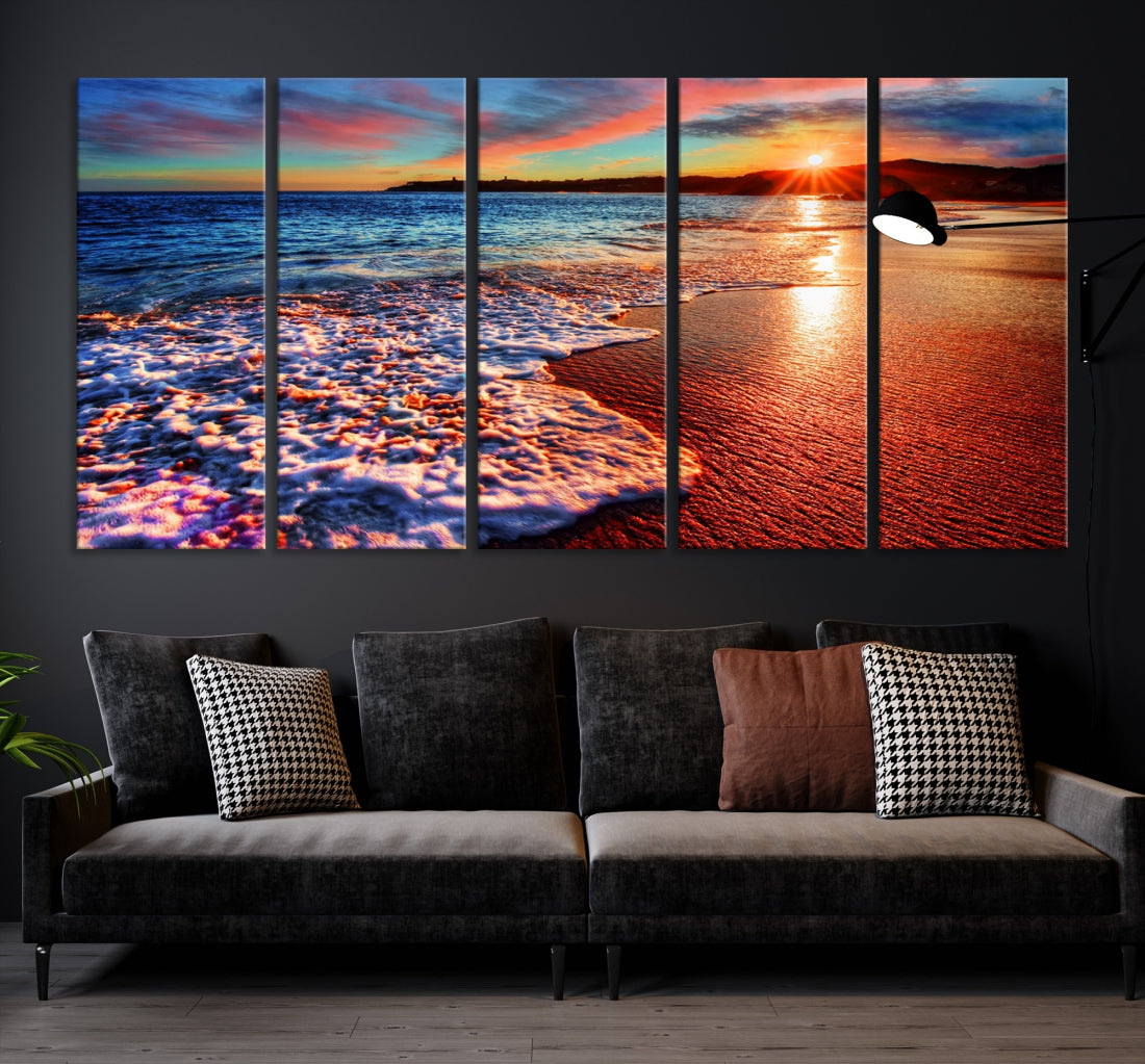 Beautiful Ocean Sunset Beach Giclee Canvas Extra Large Wall Art Print