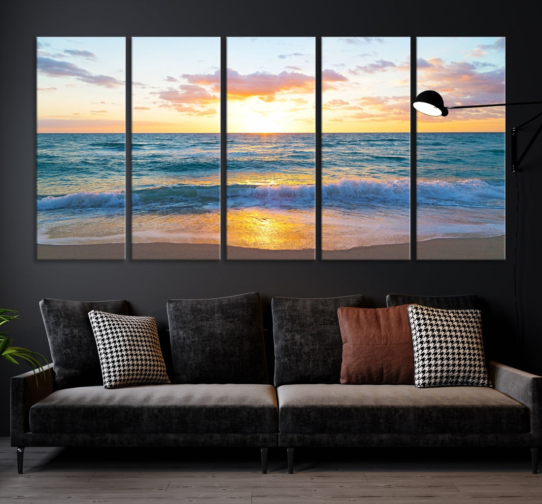 Ocean Beach Canvas Wall Art Beach Canvas, Coastal Artwork Print for Living Room Home Office Decor, Beach Wall Art, Sea