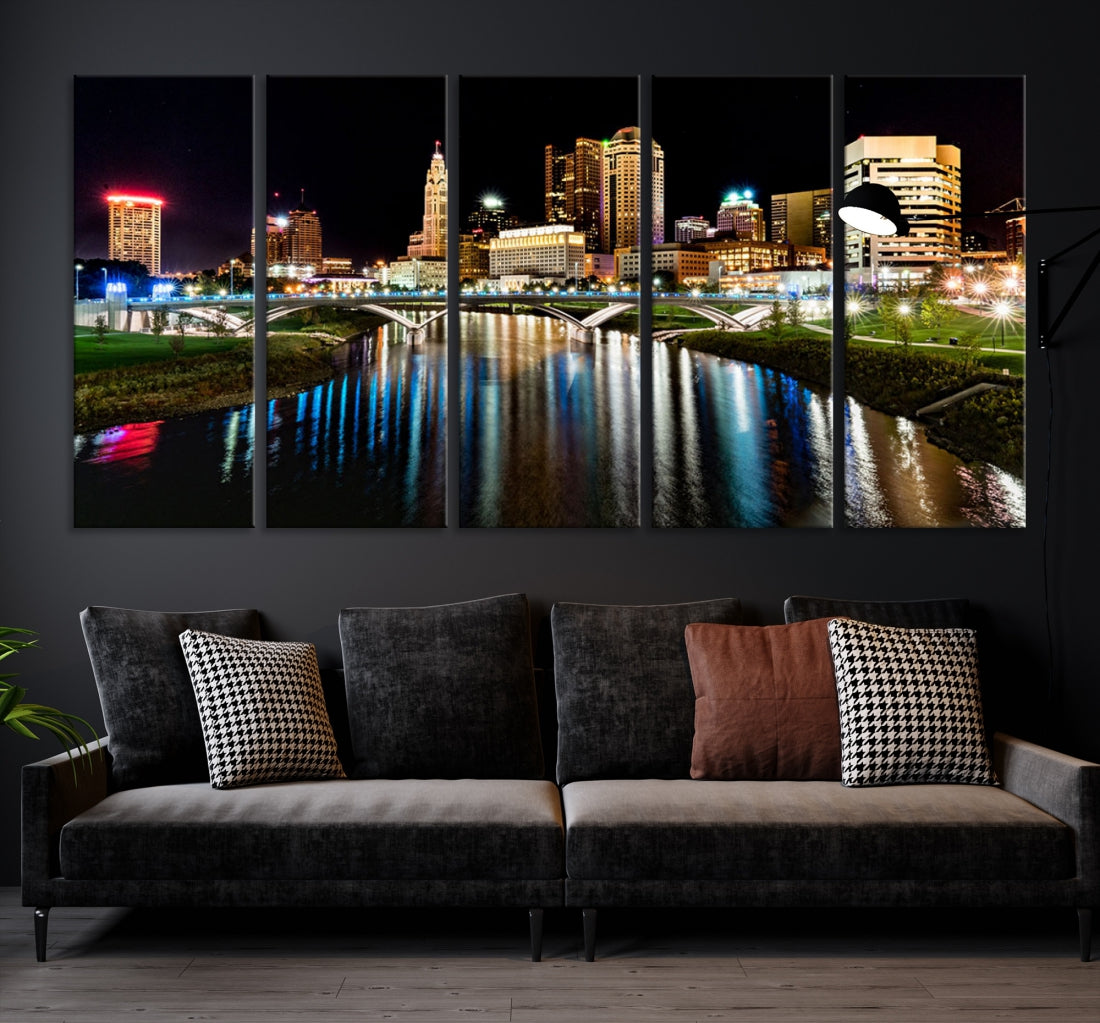 Downtown Columbus City Photography Wall Art Decor Skyline Canvas Print