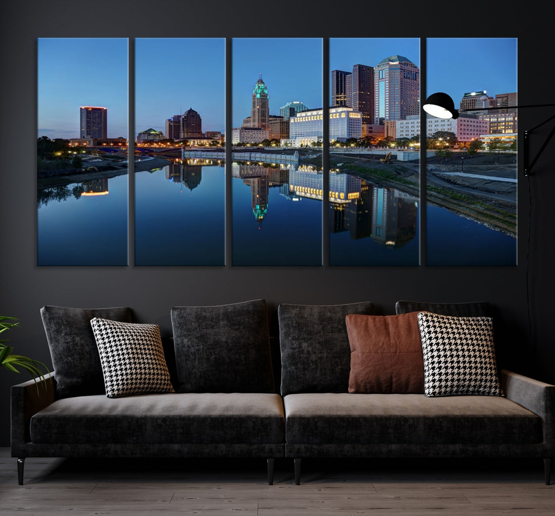 Columbus Downtown Photo Print Extra Large Skyline Wall Art Canvas Wall Decor