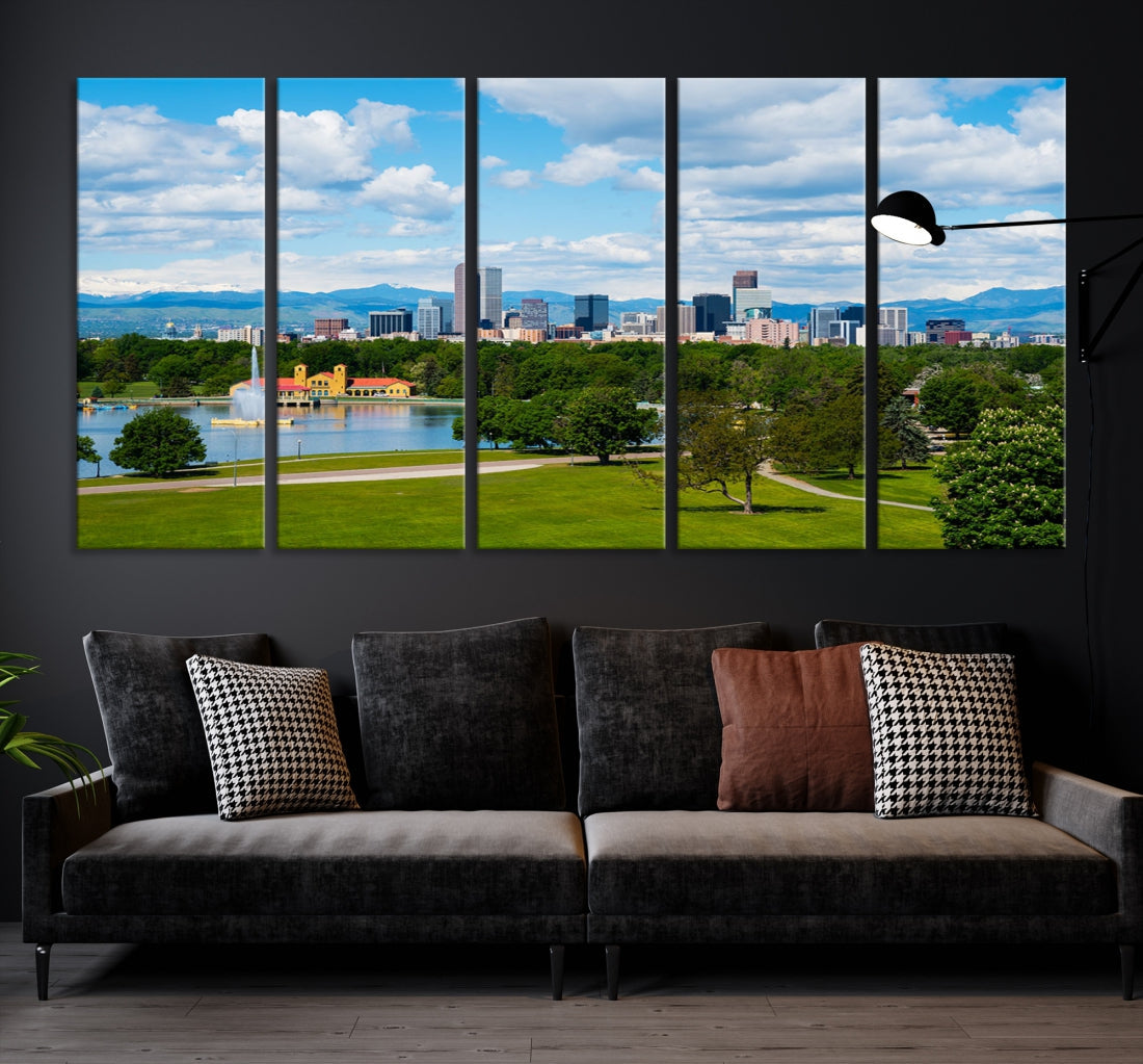 Spring in Denver Cityscape View Large Wall Art Canvas Print