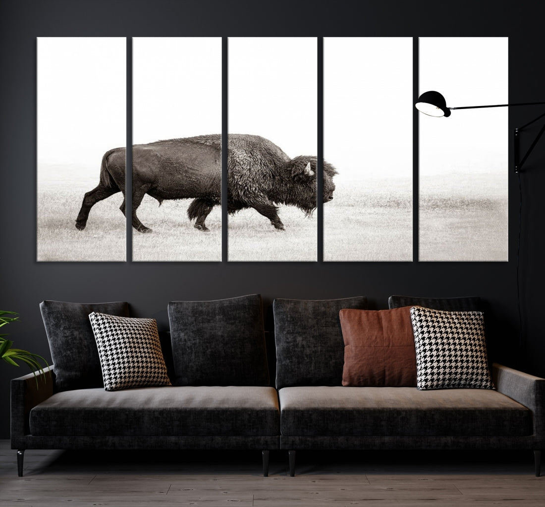 Alone Bison Wall Art Canvas Print, Cow Wall Art, Buffalo Artwork