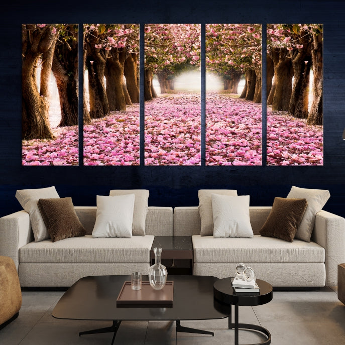 Mesmerizing Blossom Cherry Trees Large Wall Art Framed Canvas Print