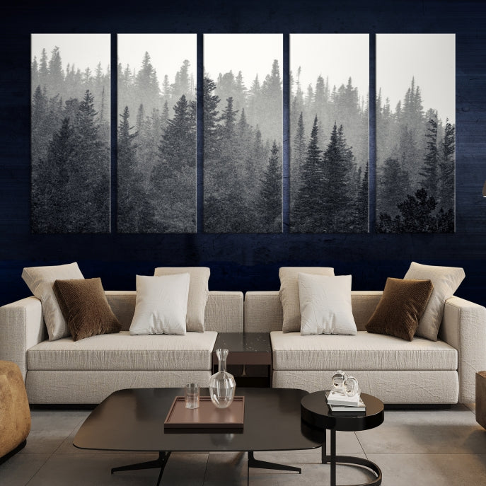 Foggy Forest Canvas Wall Art Framed Landscape Print Relaxing Wall Decor