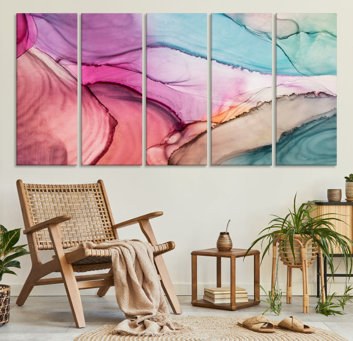 Colorful Marble Abstract Wall Art Print Canvas Living Room Kitchen Wall Decor