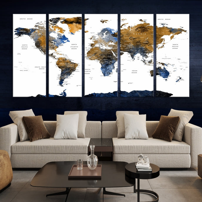 Bring Your Travel Dreams to Life with Our Large Modern World Map Canvas Print Wall ArtA Stylish & Informative Decor