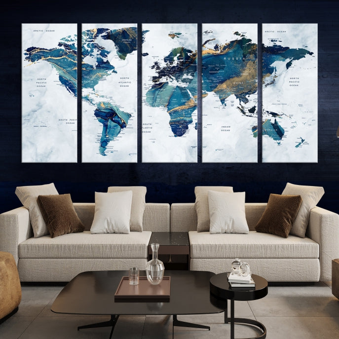 Extra Large World Map Wall Art Canvas Print Housewarming Gift