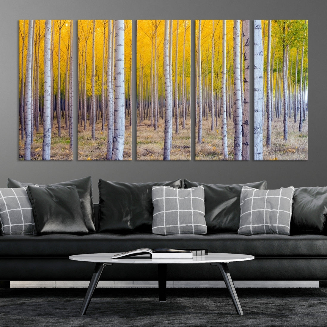 Yellow Forest Autumn Landscape Tree Wall Art Landscape Canvas Print