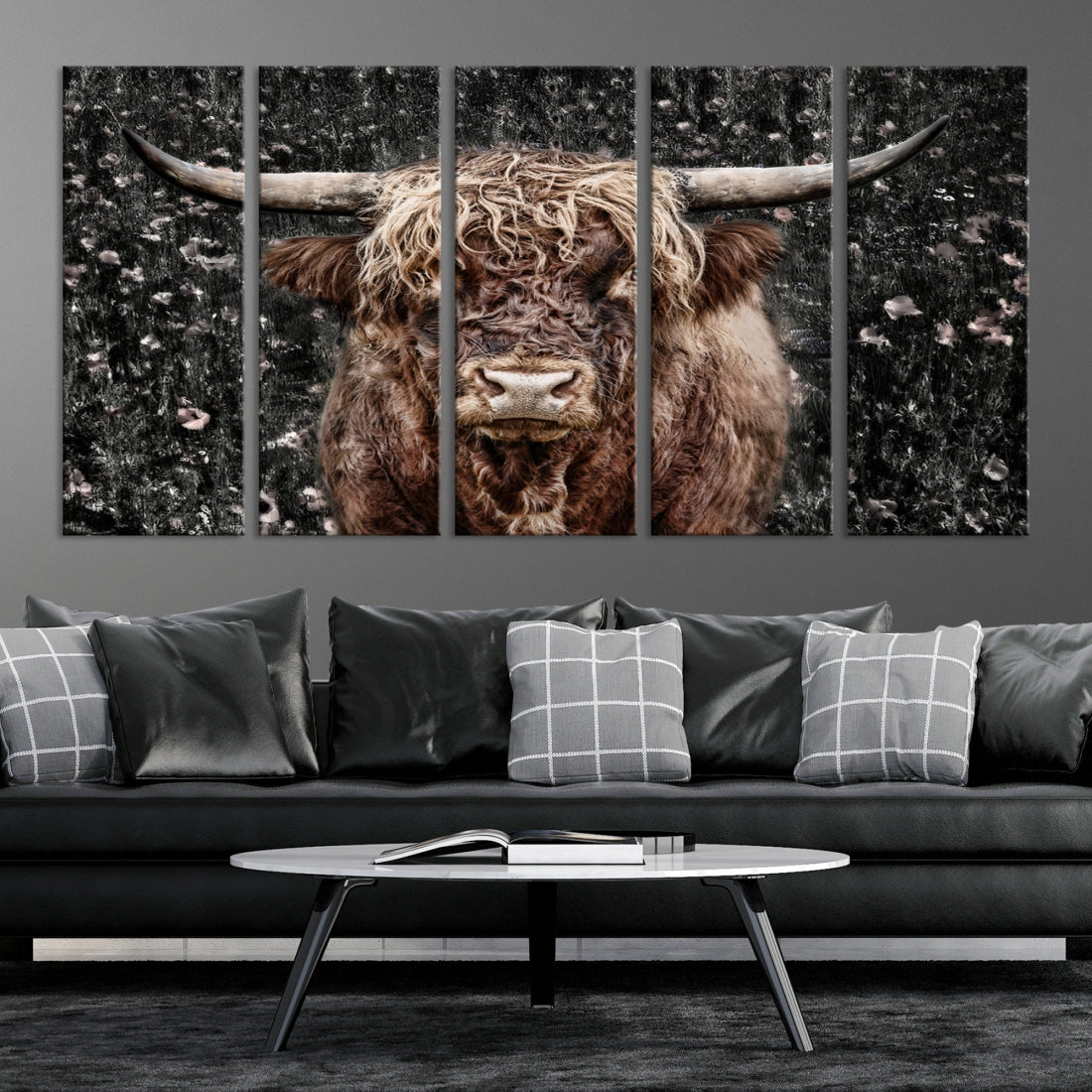 Highland Cow Photography Canvas Wall Art Print Animal Wall Art Painting Large Cow Canvas Print Home Office Ranch Farm