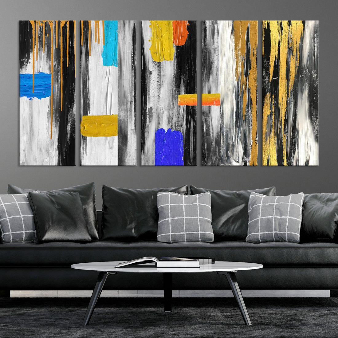 Large Colorful Abstract Painting Modern Canvas Wall Art Bedroom Design