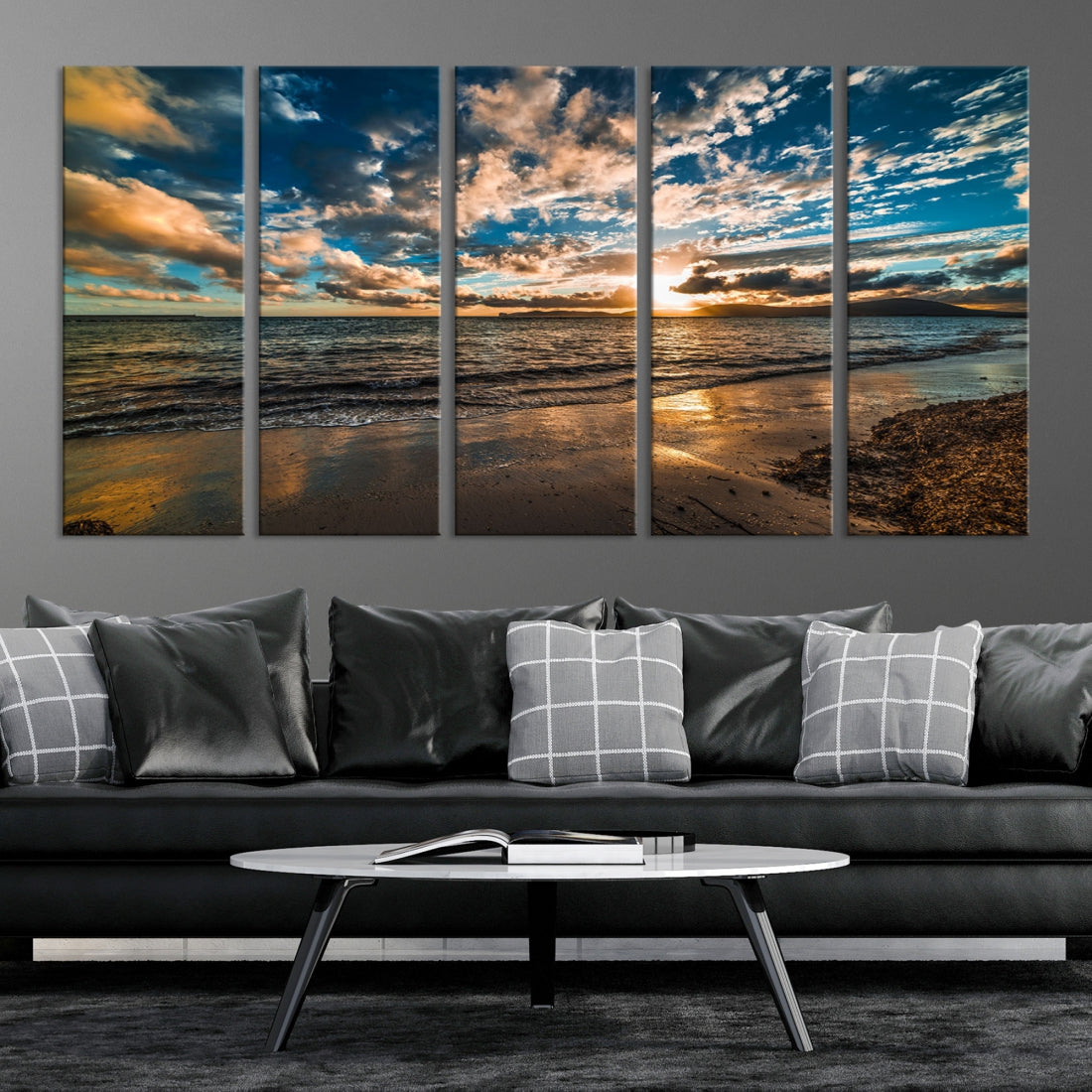 Ocean Beach Wall Art Canvas Print Sunset Artwork Print Coastal Wall Art