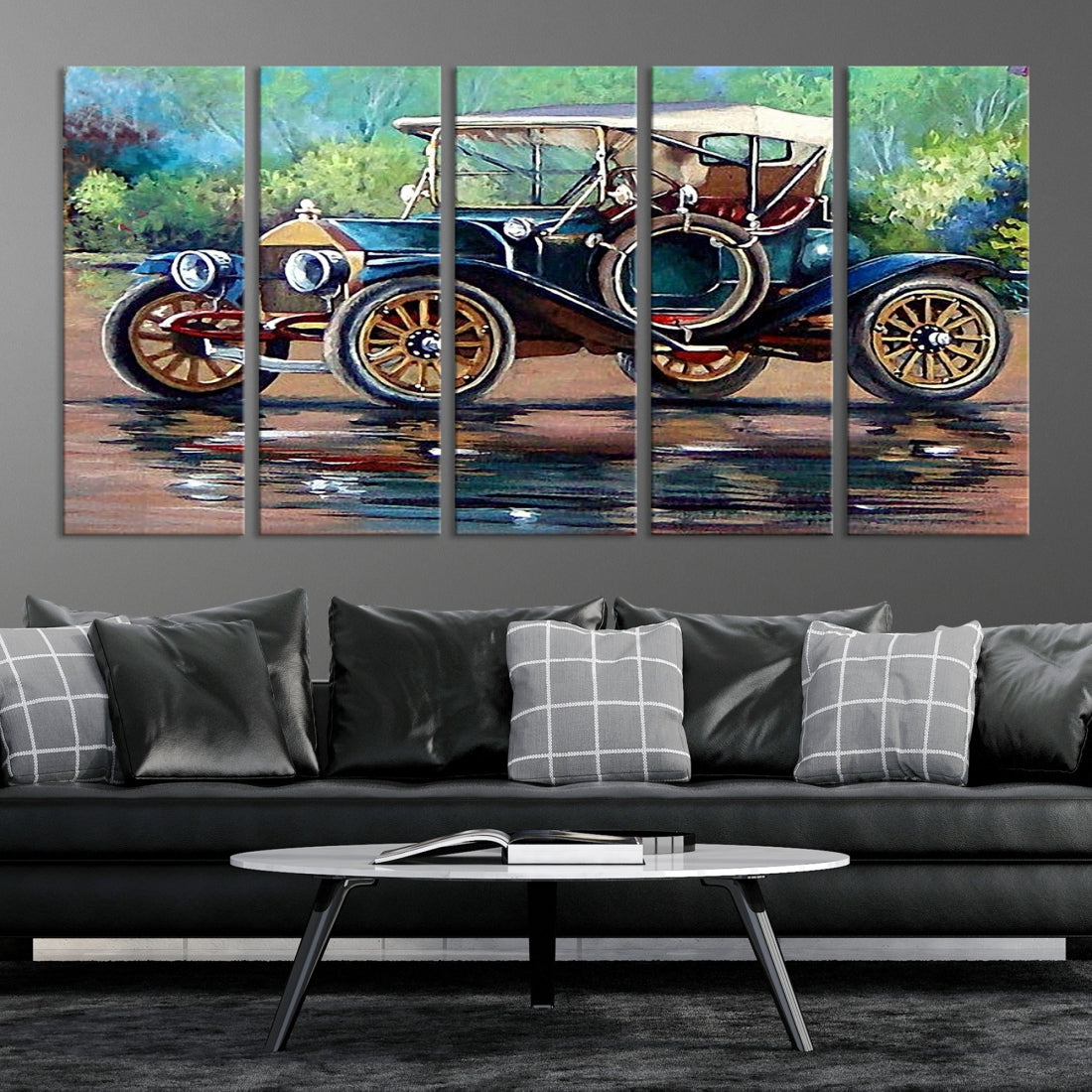 Oil Painting Old Retro Auto Car Giclee Canvas Extra Large Wall Art Print