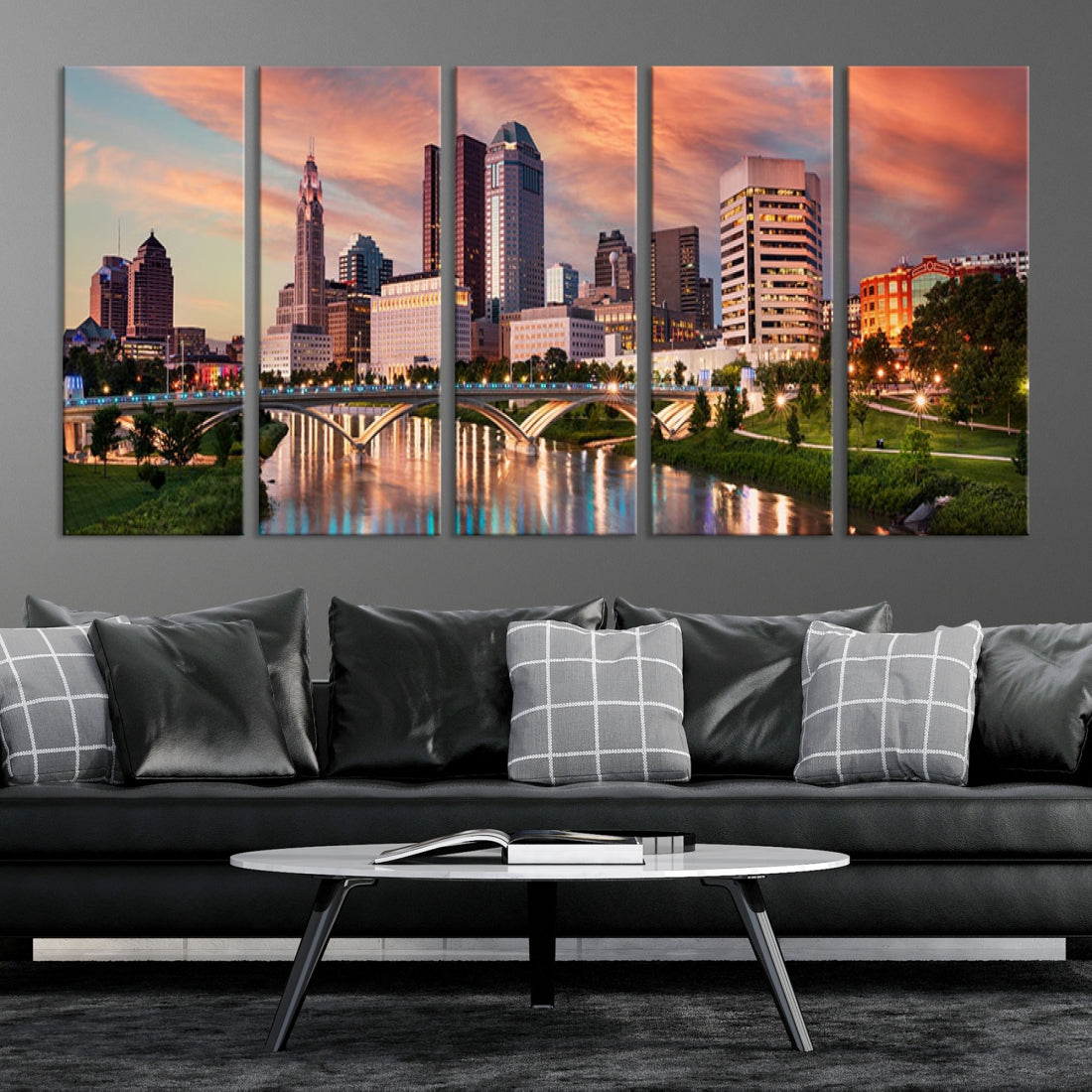 Large Columbus City View Skyline Wall Art Columbus Picture Canvas Print