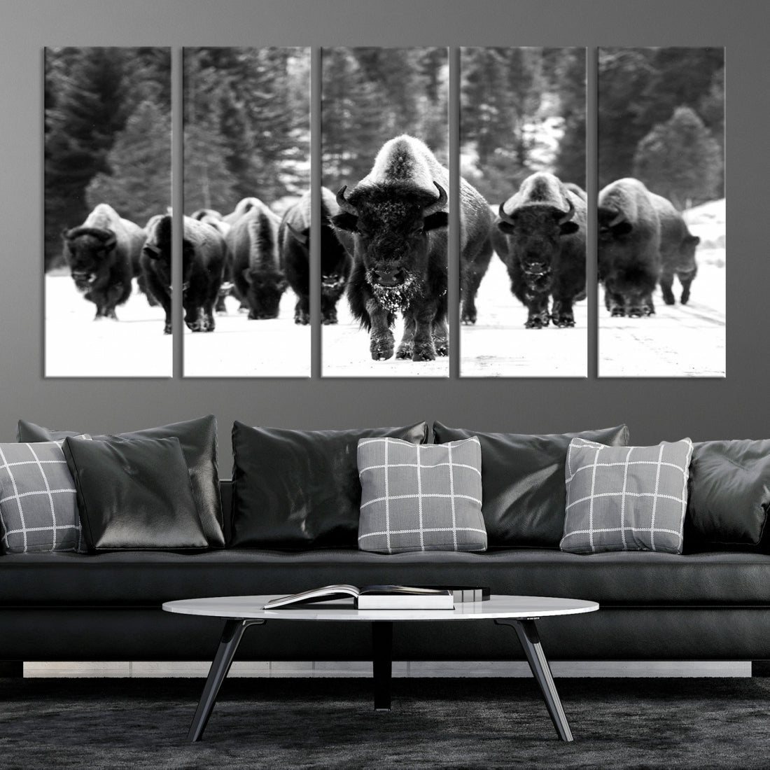 Buffalo Herd Wall Art Canvas Print, Bison Canvas Print