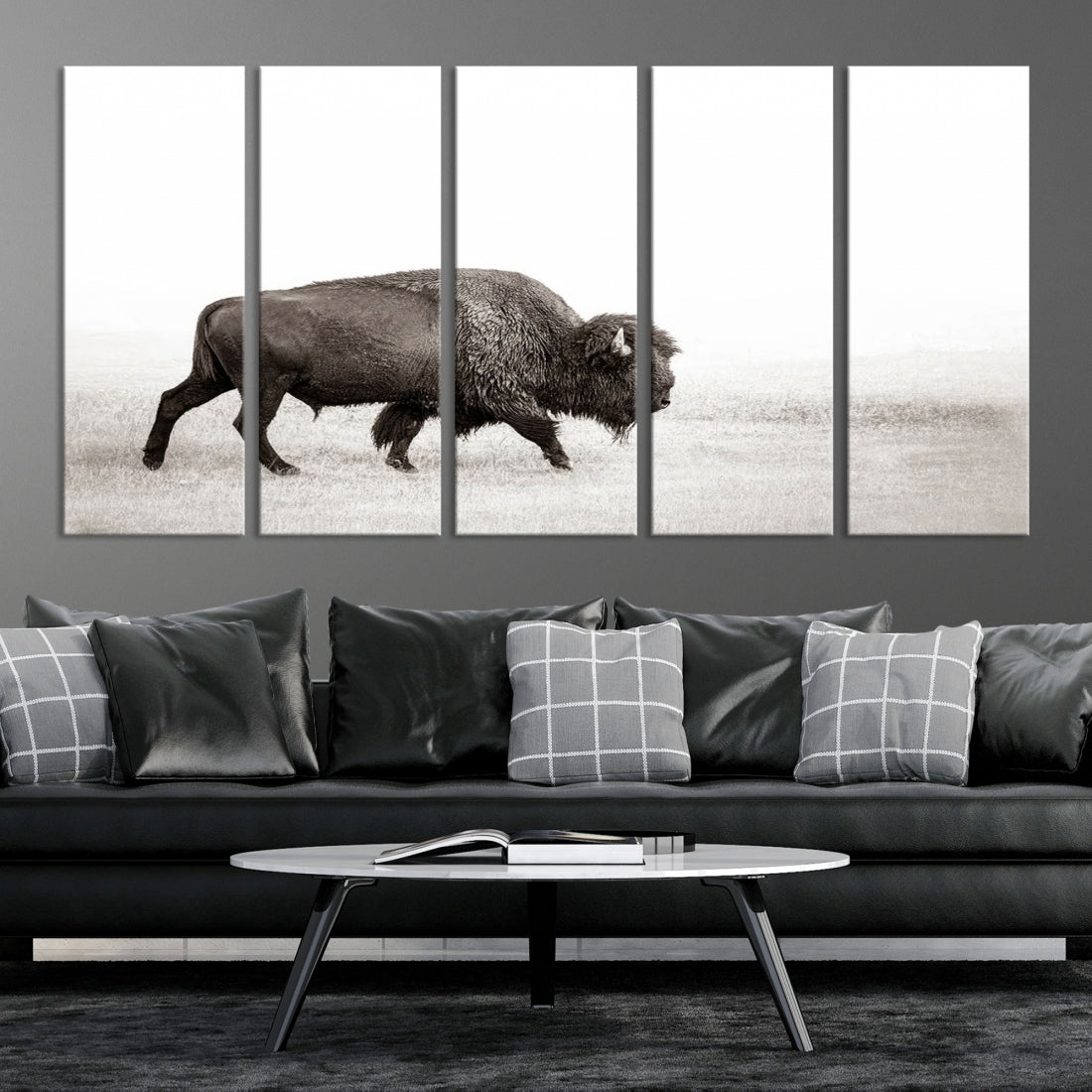 Alone Bison Wall Art Canvas Print, Cow Wall Art, Buffalo Artwork