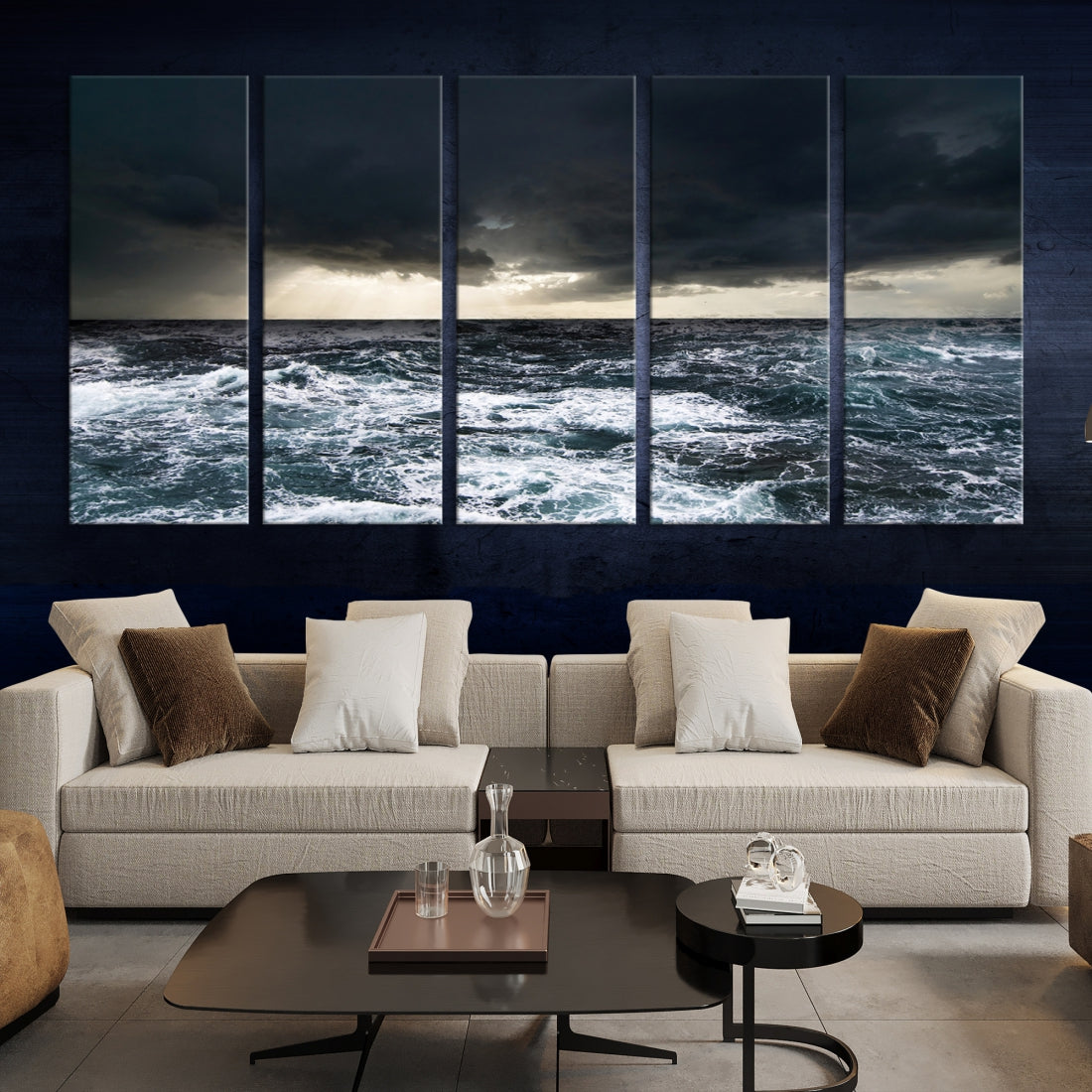 Stormy Sea Ocean Landscape Large Canvas Art Print for Home Decoration