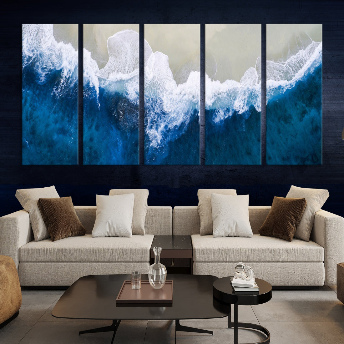 Hypnotic Aerial Beach Photo Wall Art Print Extra Large Ocean Canvas Print