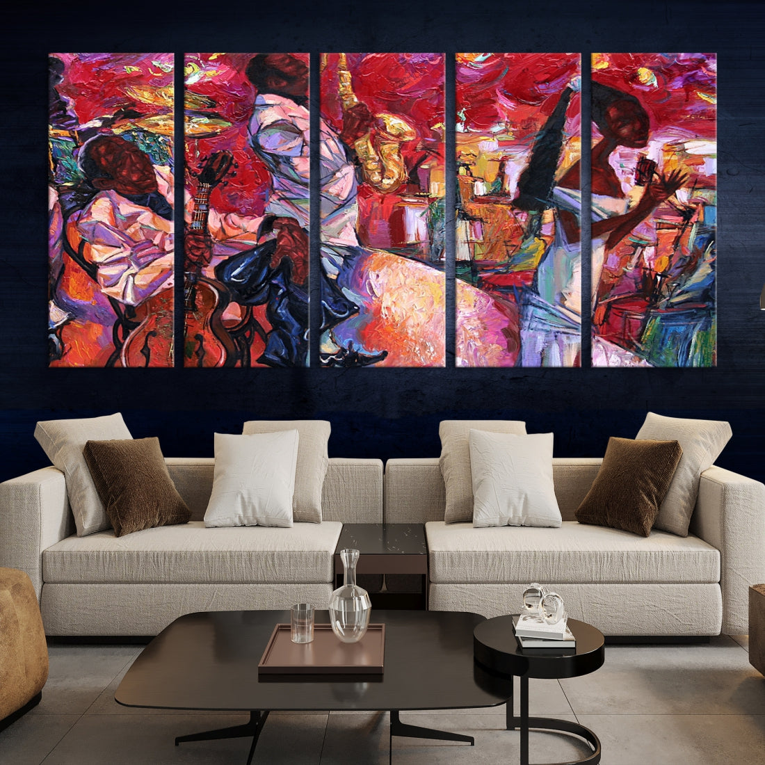 Vivd Abstract Jazz Painting Canvas Wall Art African American Music Art Decor