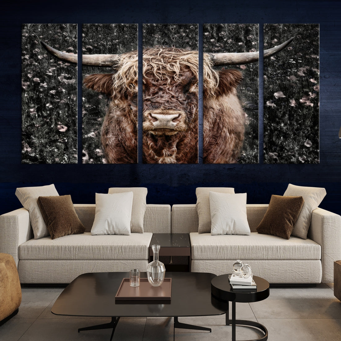 Highland Cow Photography Canvas Wall Art Print Animal Wall Art Painting Large Cow Canvas Print Home Office Ranch Farm